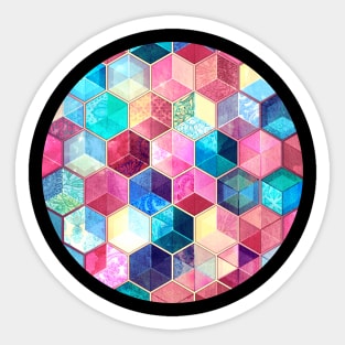 Topaz & Ruby Crystal Honeycomb Cubes Sticker